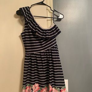 Dress Color black and white stripes and flowers and The bottom